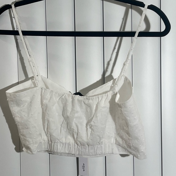 Aqua Womens Swiss Dot Bralette Blouse Cropped Top - Picture 3 of 4